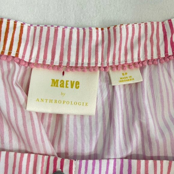 Anthropologie Maeve Gable Tiered Tunic Square Neck Puff Sleeves Top Pink -Small - Picture 9 of 15